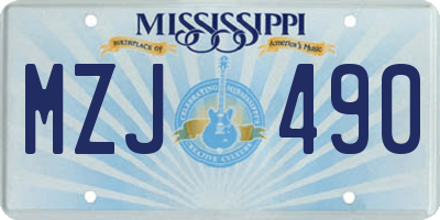 MS license plate MZJ490