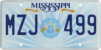 MS license plate MZJ499