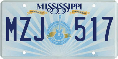 MS license plate MZJ517