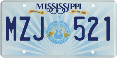 MS license plate MZJ521