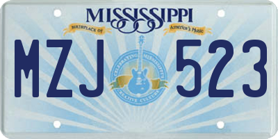 MS license plate MZJ523