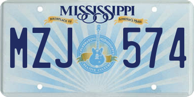 MS license plate MZJ574