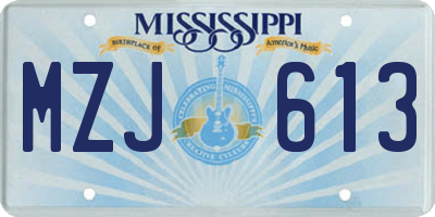 MS license plate MZJ613