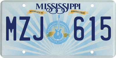 MS license plate MZJ615