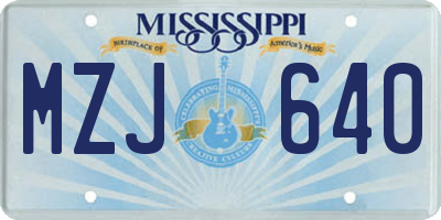 MS license plate MZJ640