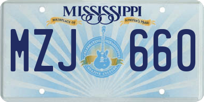 MS license plate MZJ660