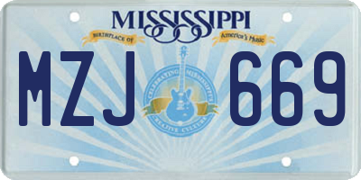 MS license plate MZJ669