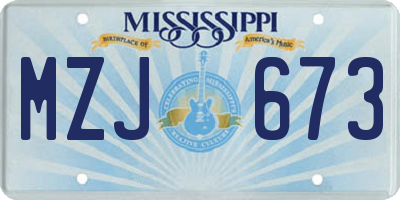 MS license plate MZJ673