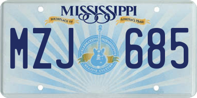 MS license plate MZJ685