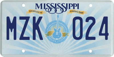 MS license plate MZK024