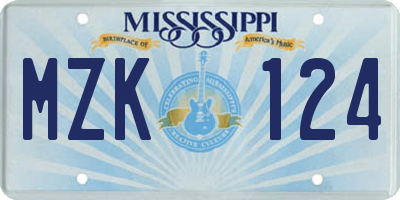MS license plate MZK124
