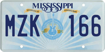 MS license plate MZK166