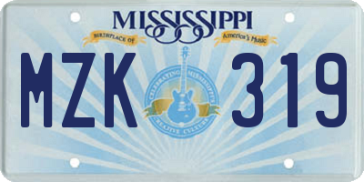 MS license plate MZK319
