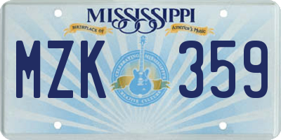 MS license plate MZK359