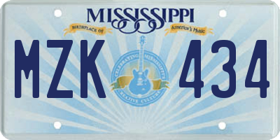 MS license plate MZK434