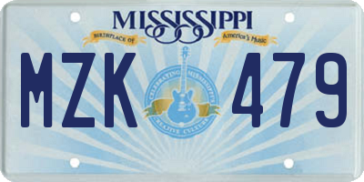 MS license plate MZK479