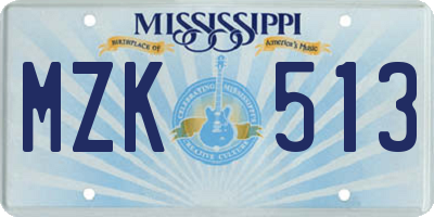 MS license plate MZK513