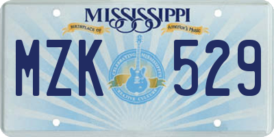MS license plate MZK529