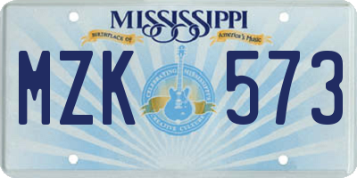 MS license plate MZK573