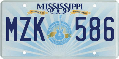 MS license plate MZK586