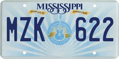 MS license plate MZK622