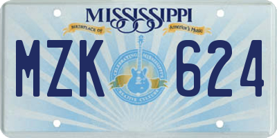 MS license plate MZK624