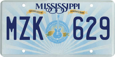 MS license plate MZK629