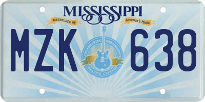 MS license plate MZK638