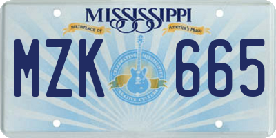 MS license plate MZK665