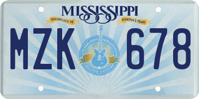 MS license plate MZK678