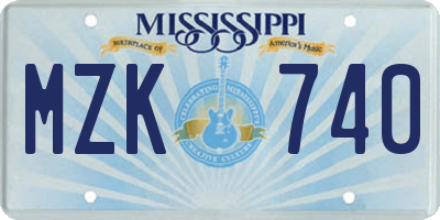 MS license plate MZK740