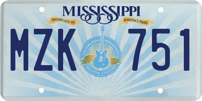 MS license plate MZK751