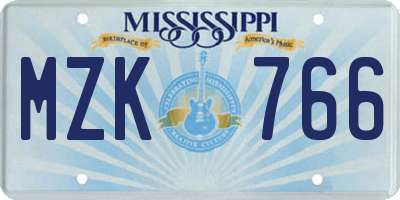 MS license plate MZK766