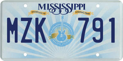MS license plate MZK791