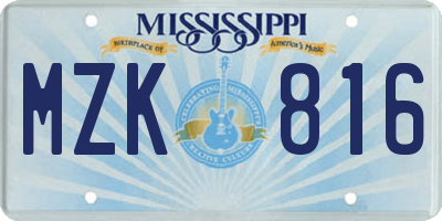 MS license plate MZK816