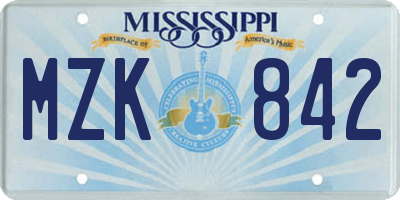 MS license plate MZK842
