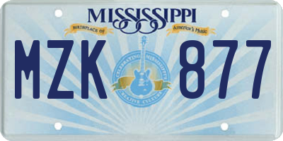 MS license plate MZK877