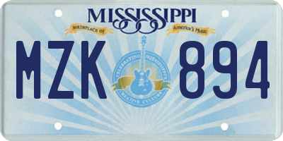 MS license plate MZK894