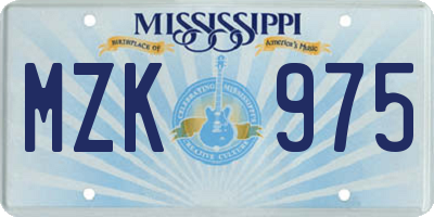 MS license plate MZK975