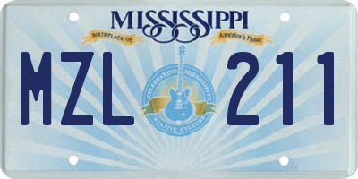 MS license plate MZL211