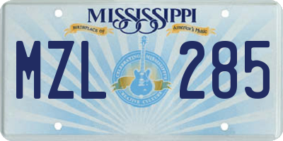 MS license plate MZL285