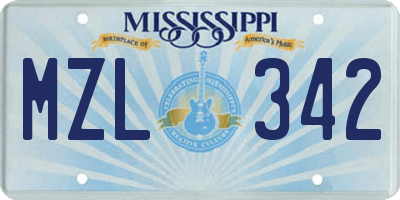 MS license plate MZL342