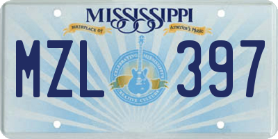 MS license plate MZL397