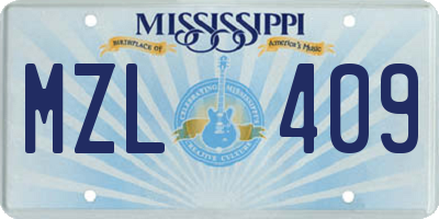 MS license plate MZL409