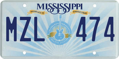 MS license plate MZL474