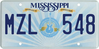 MS license plate MZL548