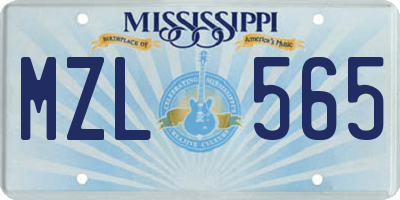 MS license plate MZL565