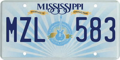 MS license plate MZL583