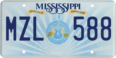 MS license plate MZL588