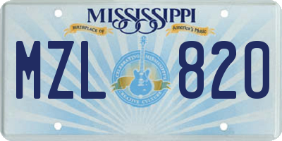 MS license plate MZL820